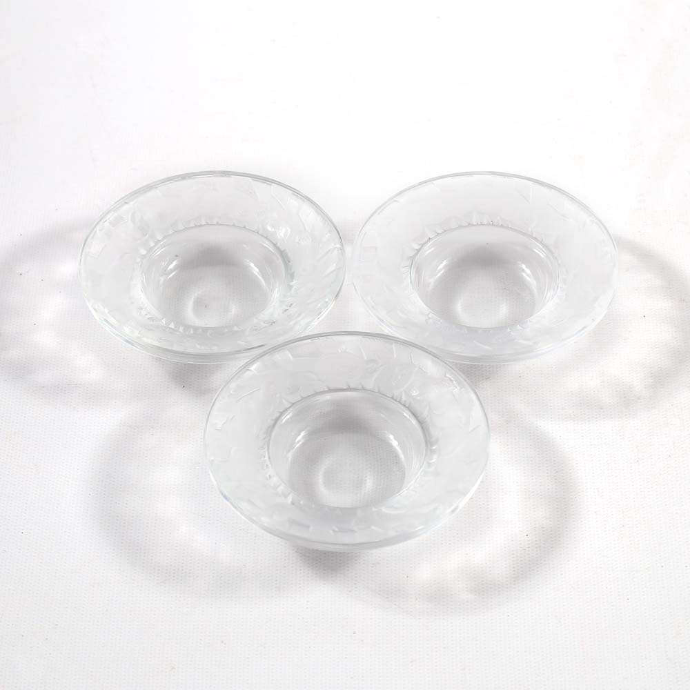 Lalique Crystal "Sparrows" Trinket Dishes