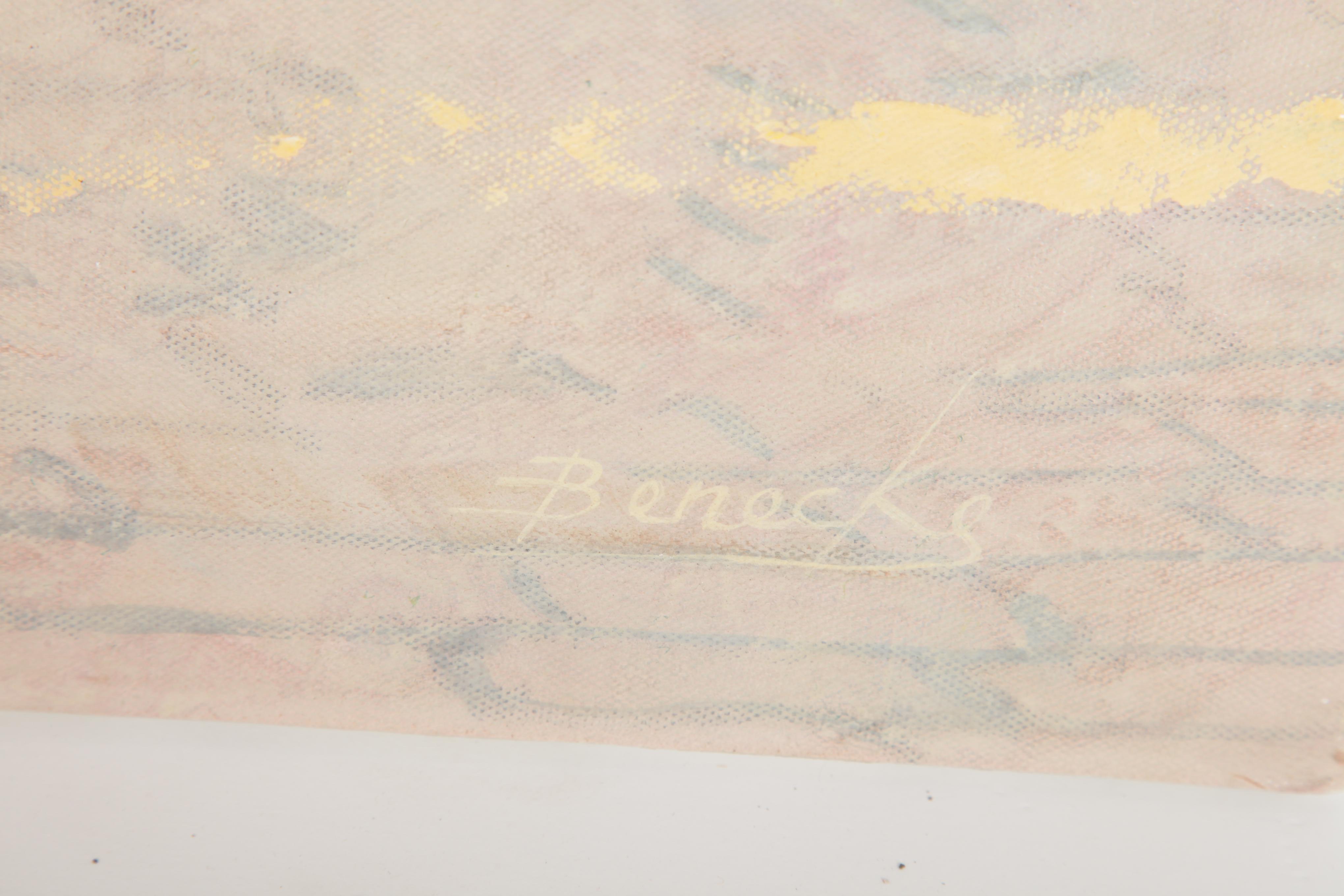 William Benecke Oil On Canvas "Along The River"