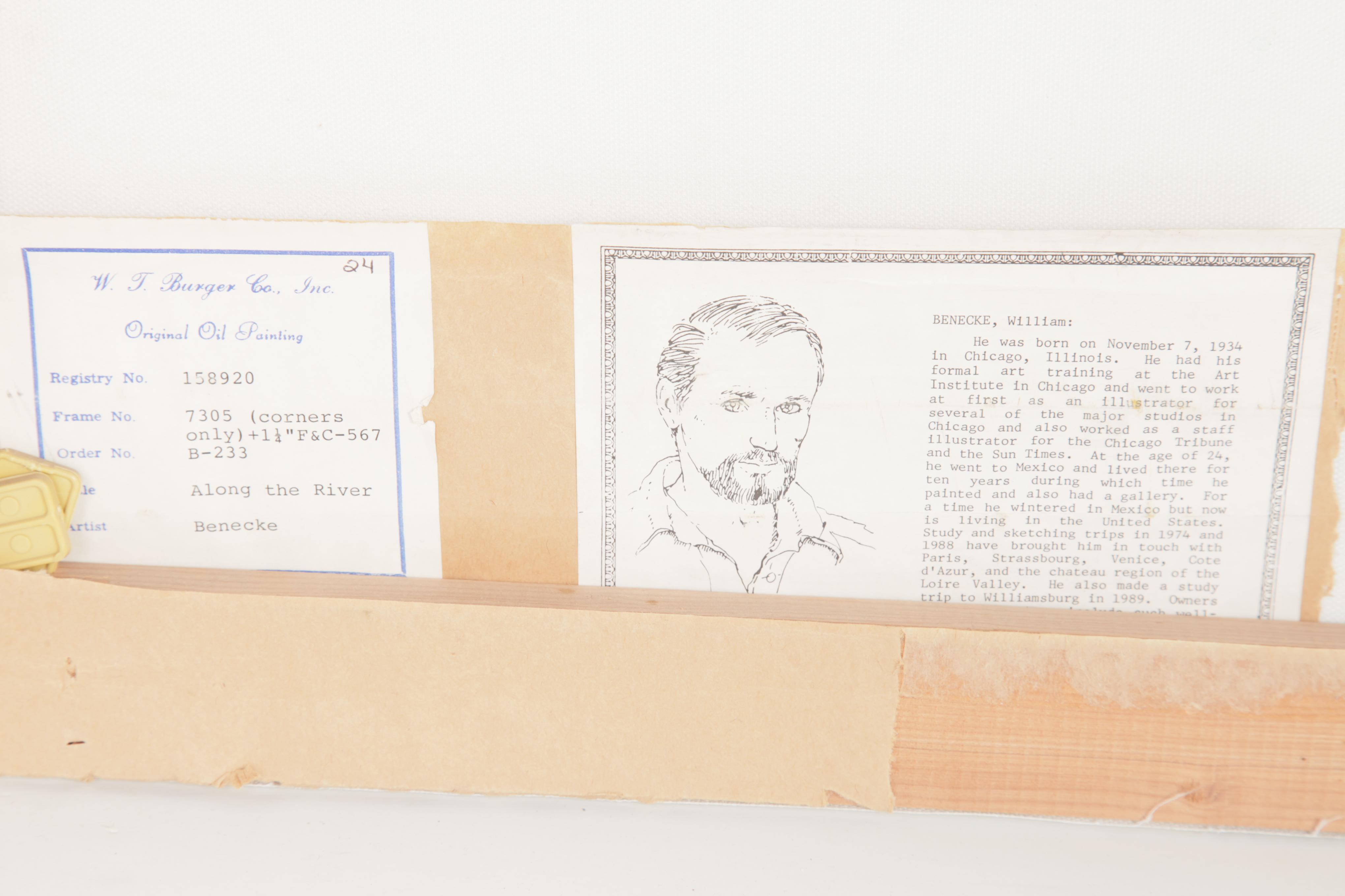 William Benecke Oil On Canvas "Along The River"