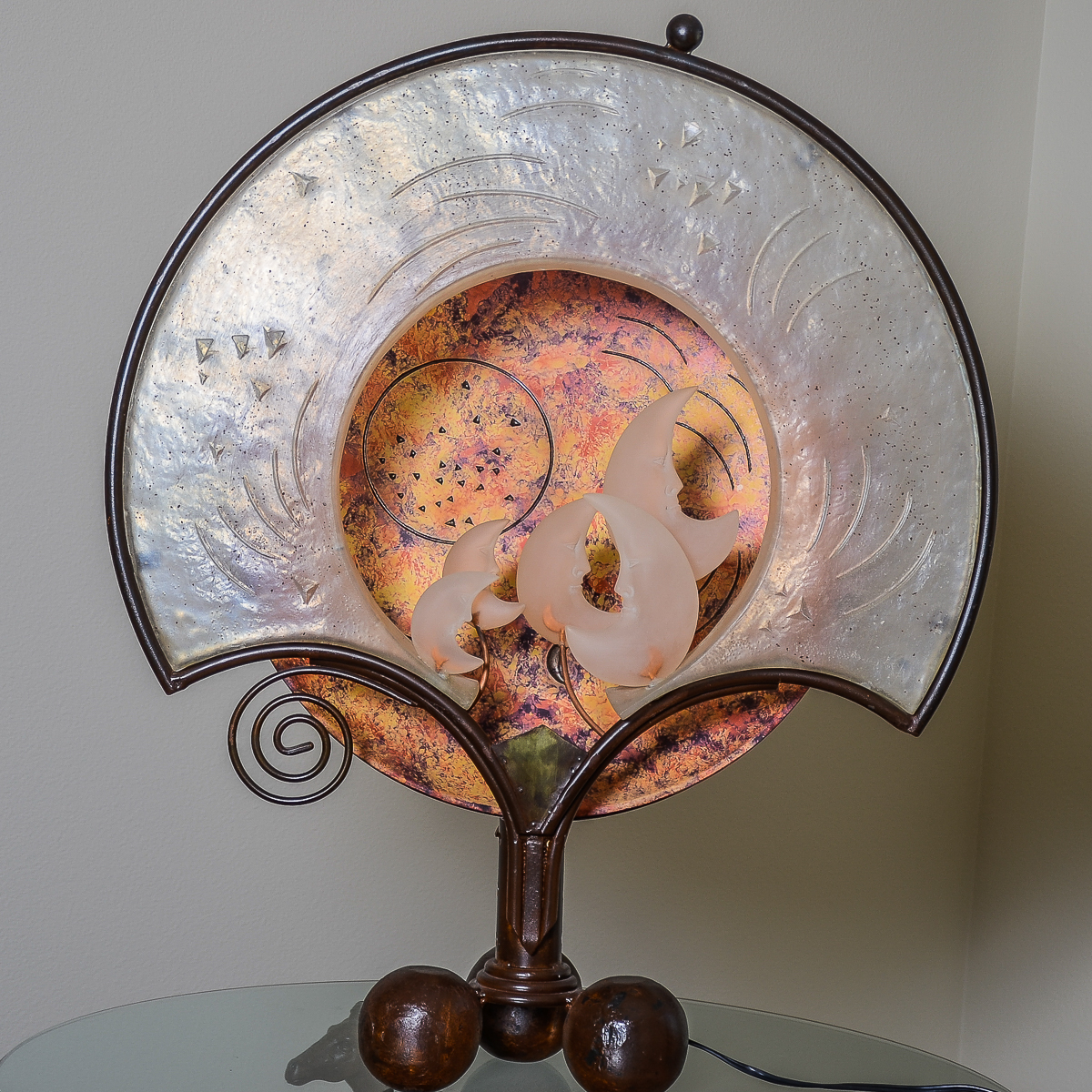 Contemporary Table Lamp with Sun and Moon Motif