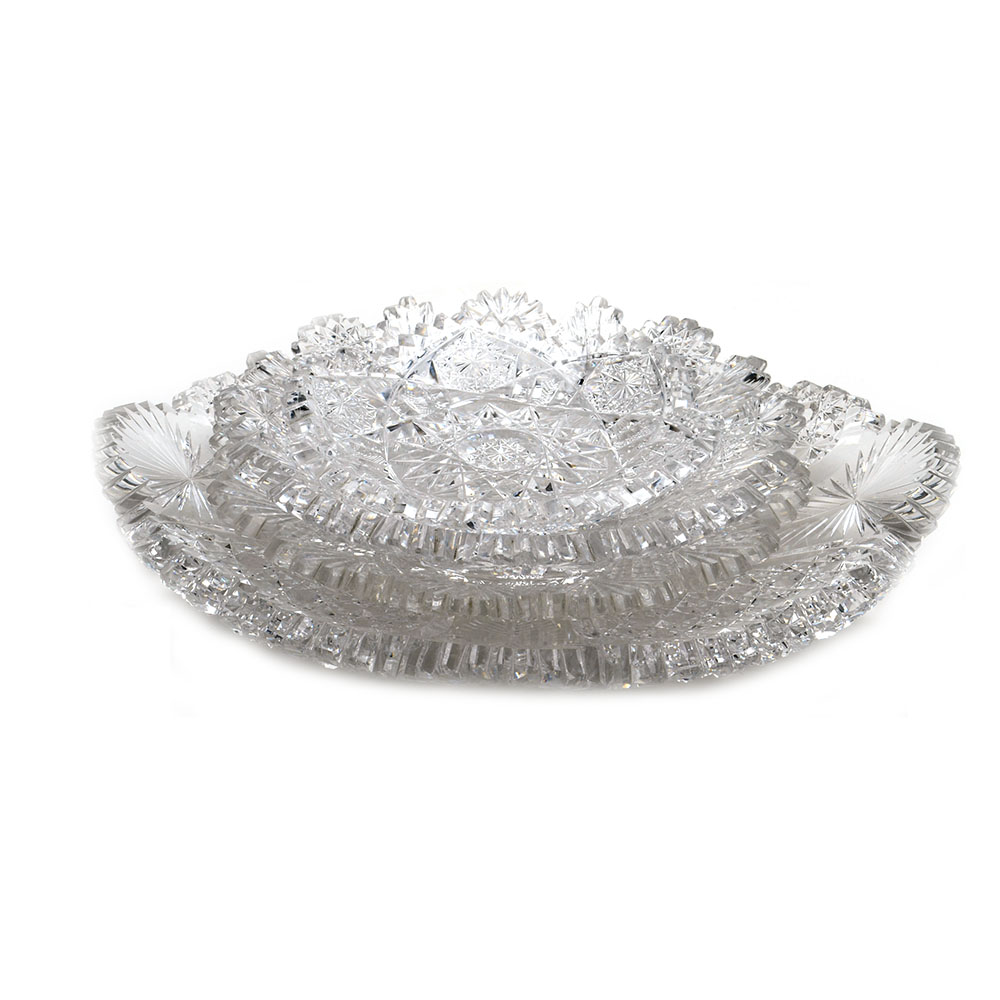 Antique Brilliant Cut Glass Serving Dishes