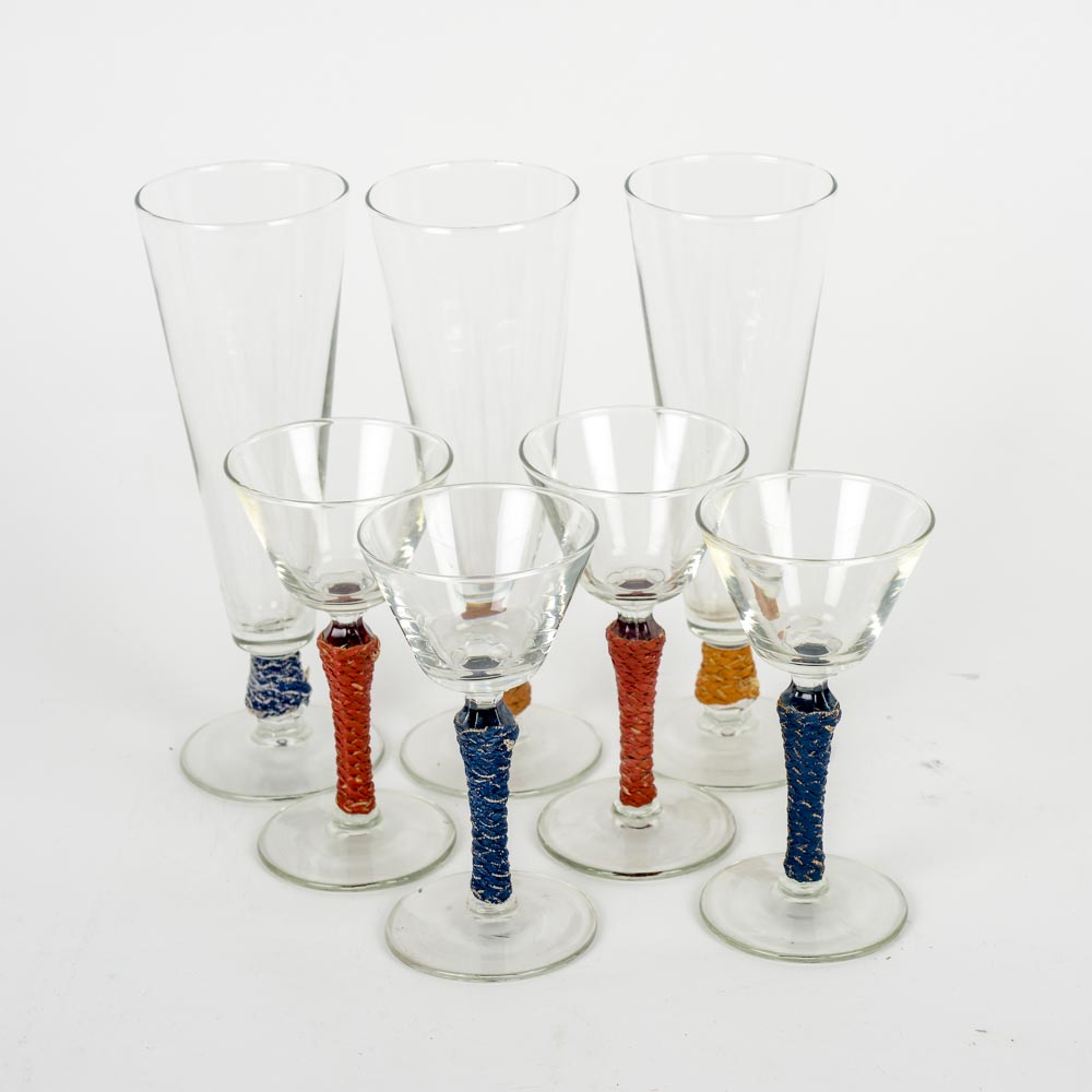 Vintage Leather Wrapped Stemware