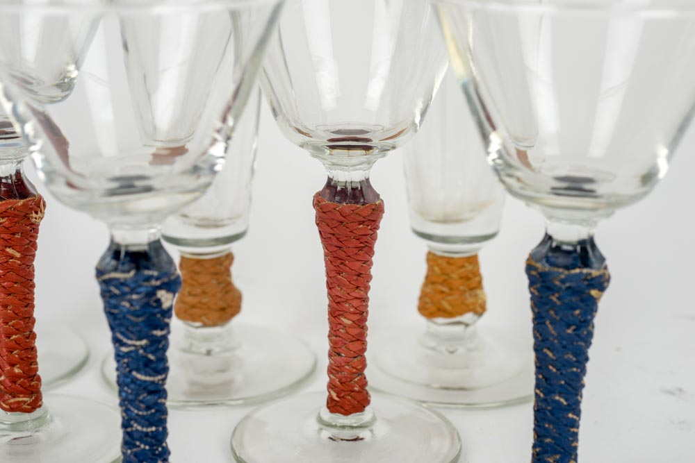 Vintage Leather Wrapped Stemware