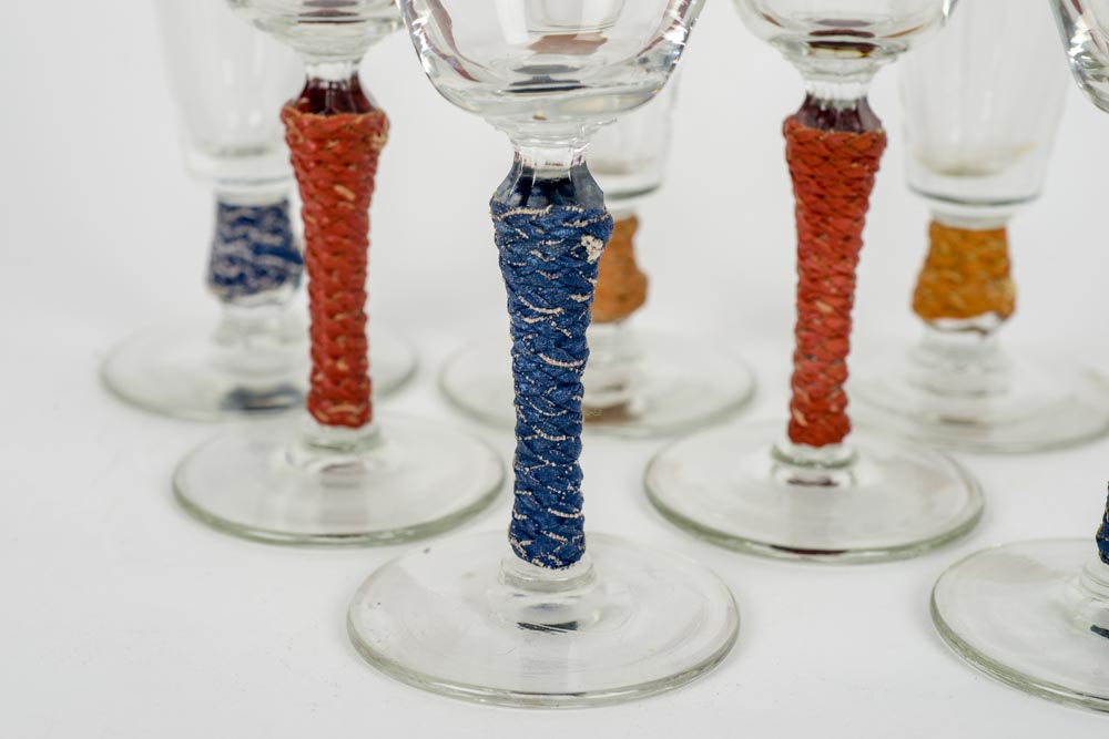 Vintage Leather Wrapped Stemware