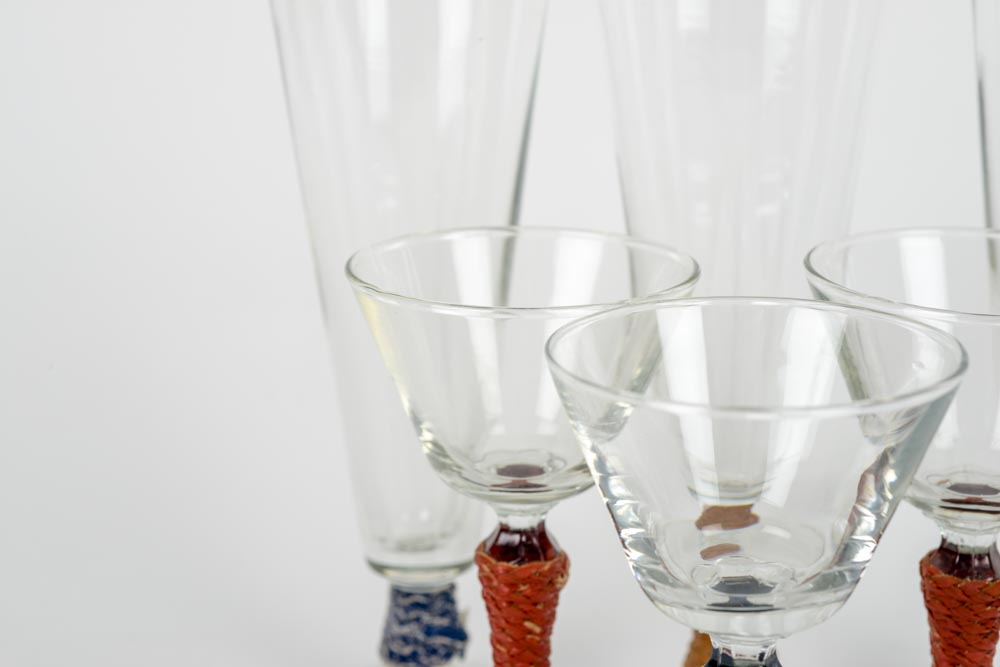 Vintage Leather Wrapped Stemware