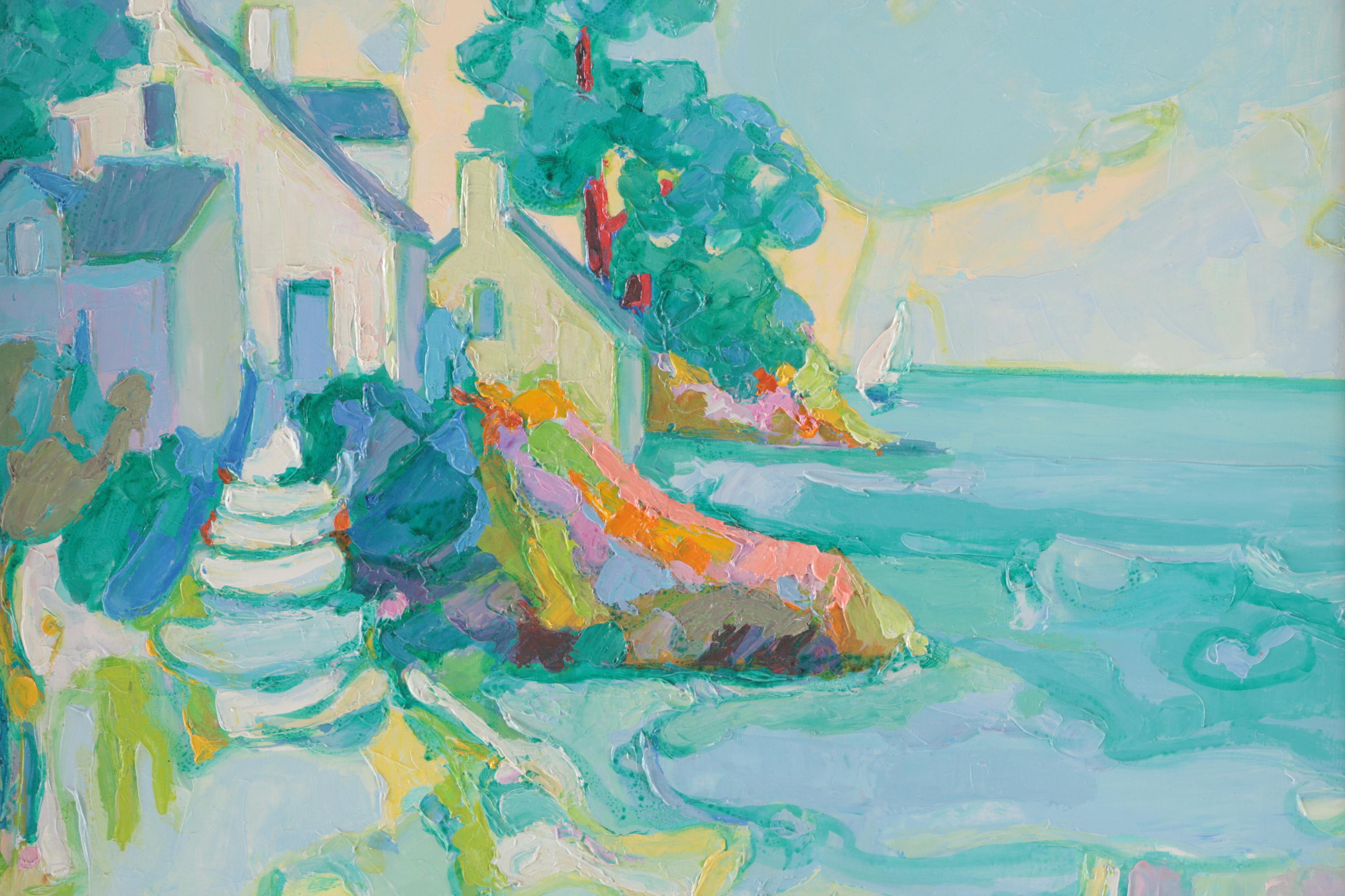 Raymond Solari Oil Painting on Canvas "Brittany Landscape"