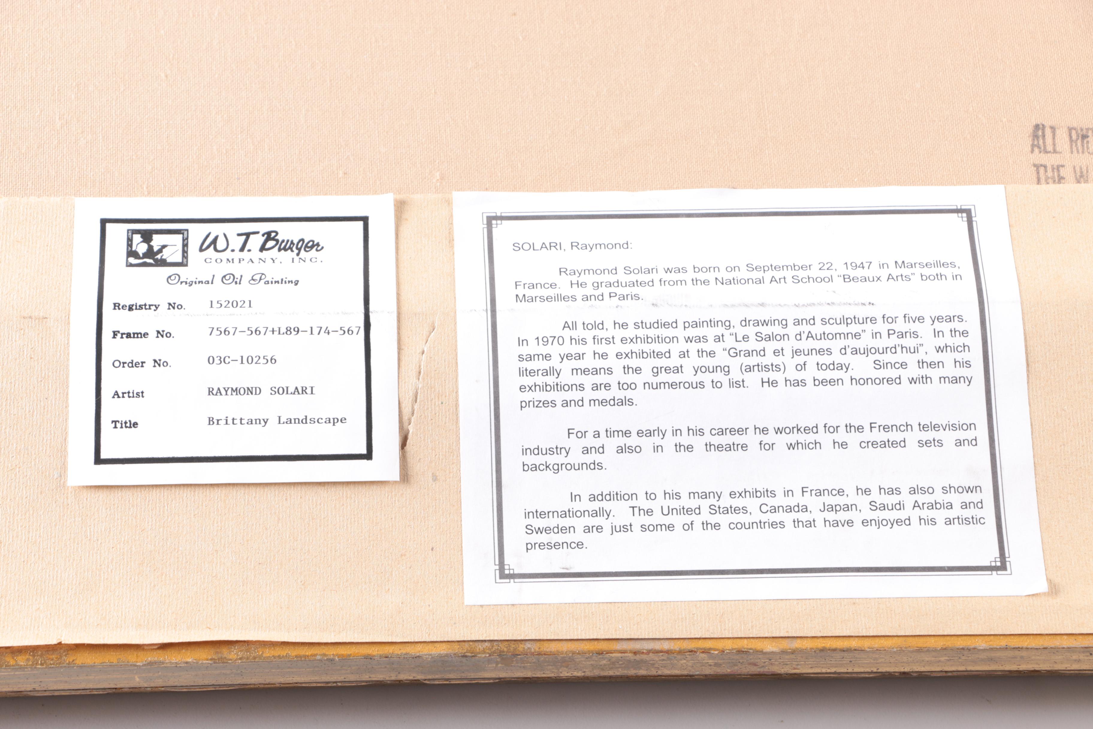 Raymond Solari Oil Painting on Canvas "Brittany Landscape"