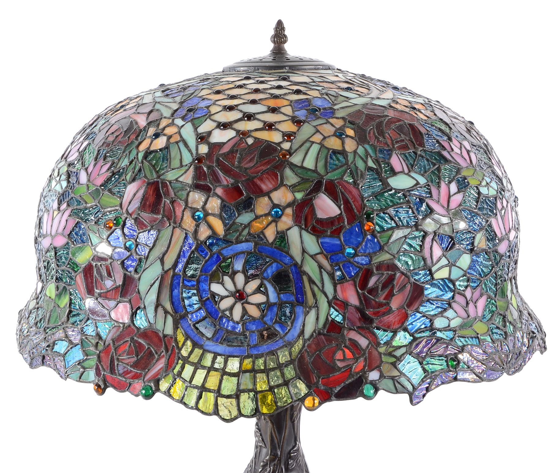 Stained Glass Water Lily and Rose Table Lamp