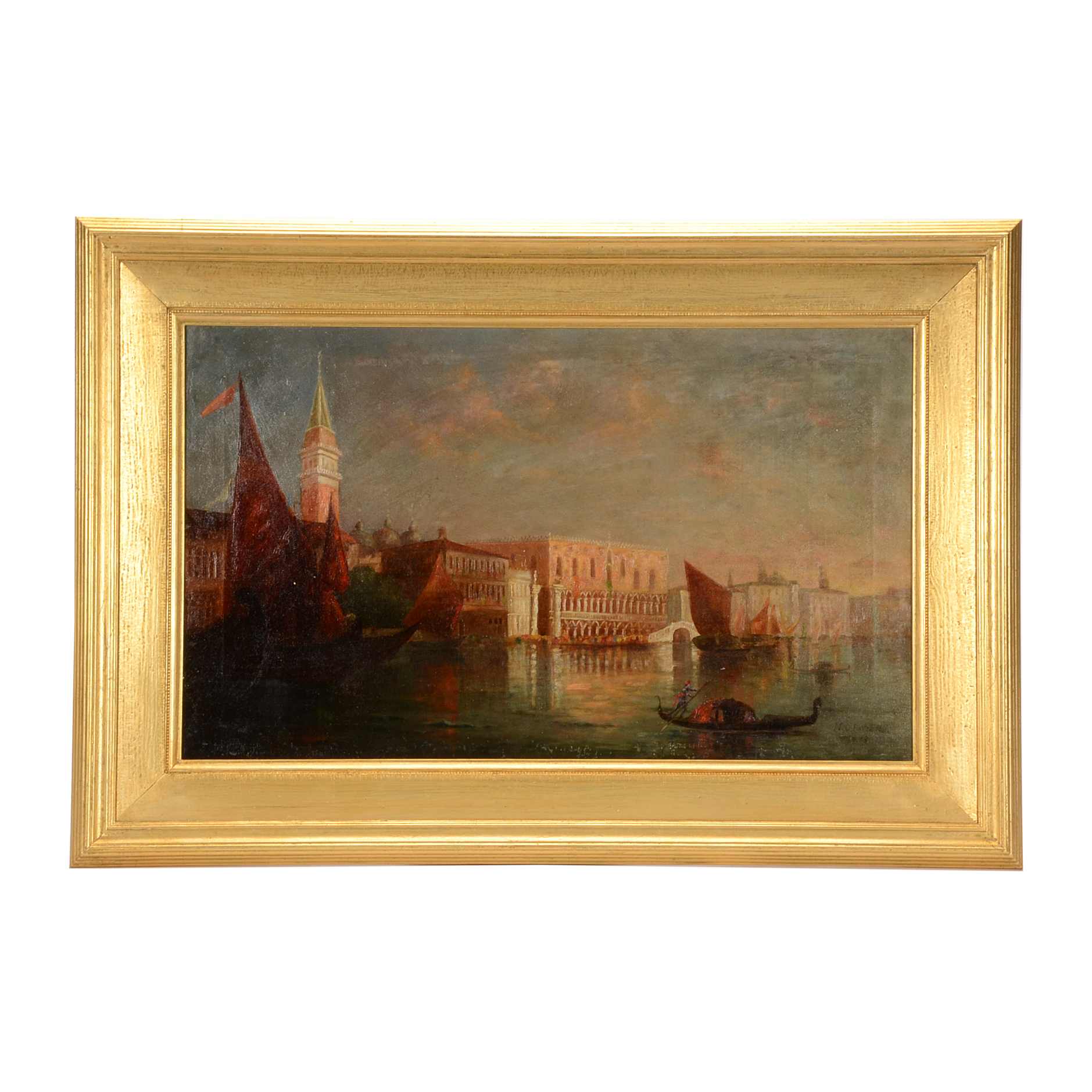 M.C. Patten Original 1843 Oil Painting on Canvas of Venice