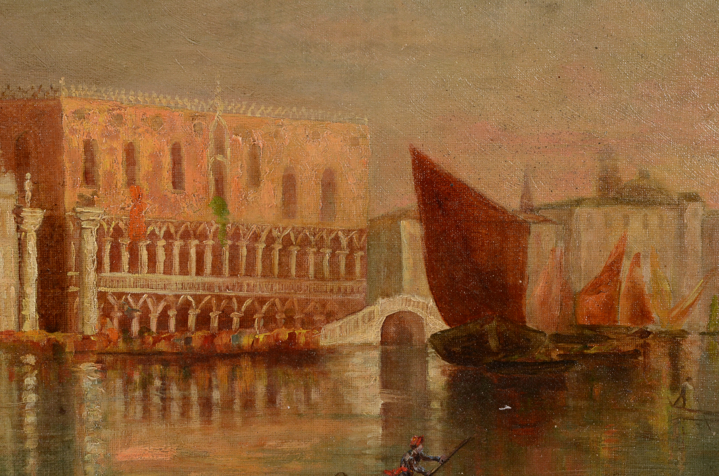 M.C. Patten Original 1843 Oil Painting on Canvas of Venice