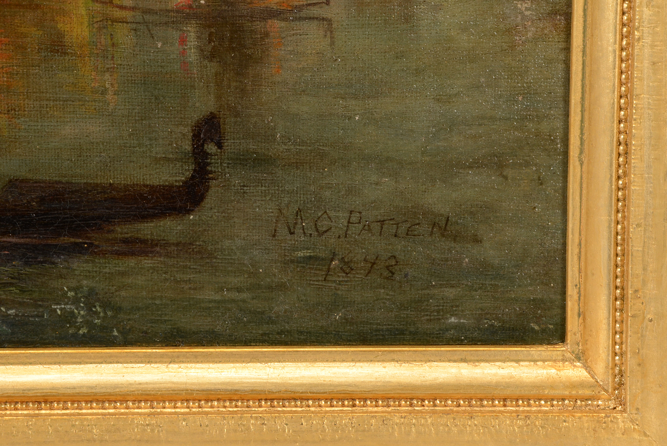 M.C. Patten Original 1843 Oil Painting on Canvas of Venice