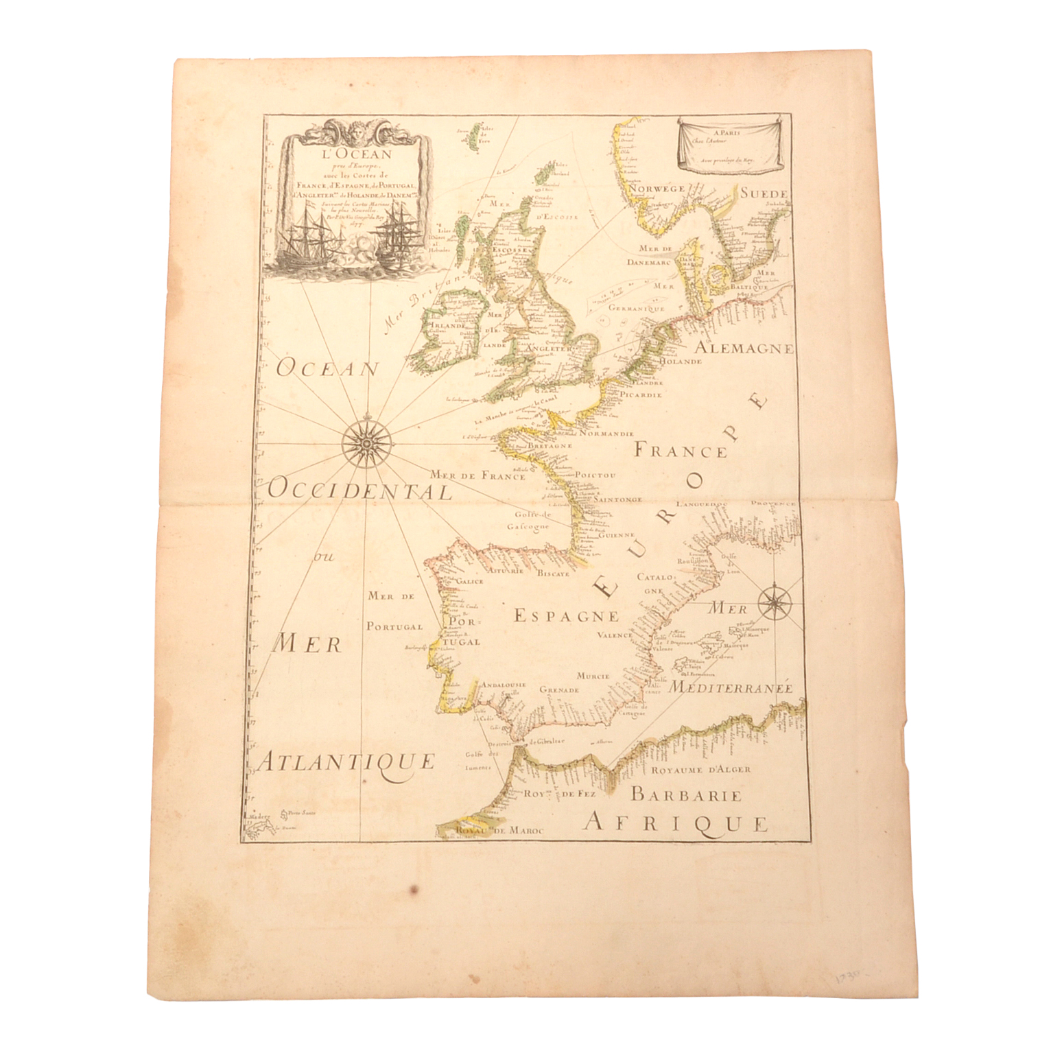 French Sea Chart by Pierre Du Val, 1666