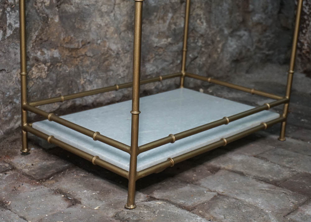 Hollywood Regency-Style Faux Bamboo Side Table