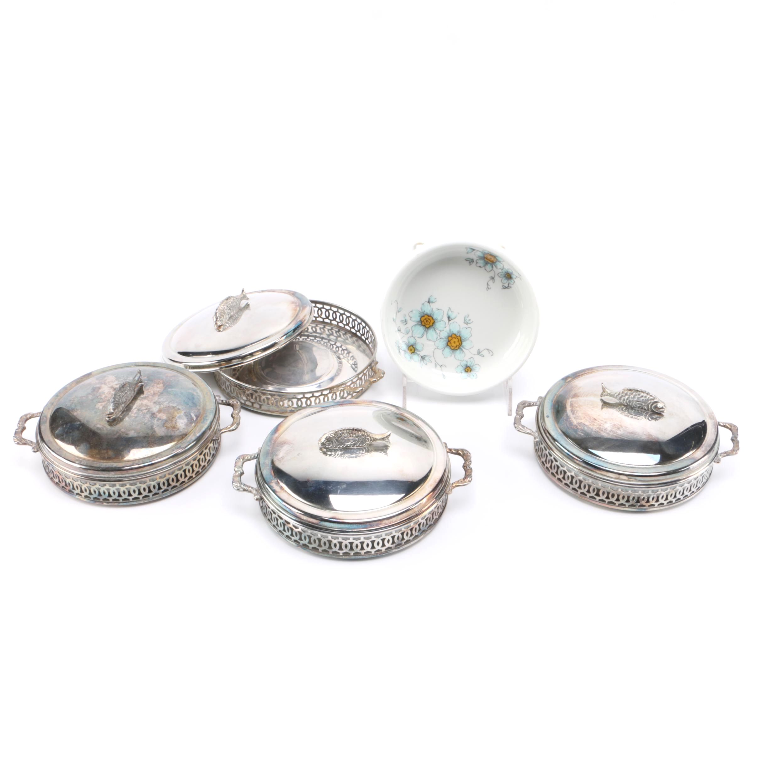 Silver-Plated Covered Trays and Dishes by Luemans Madrid