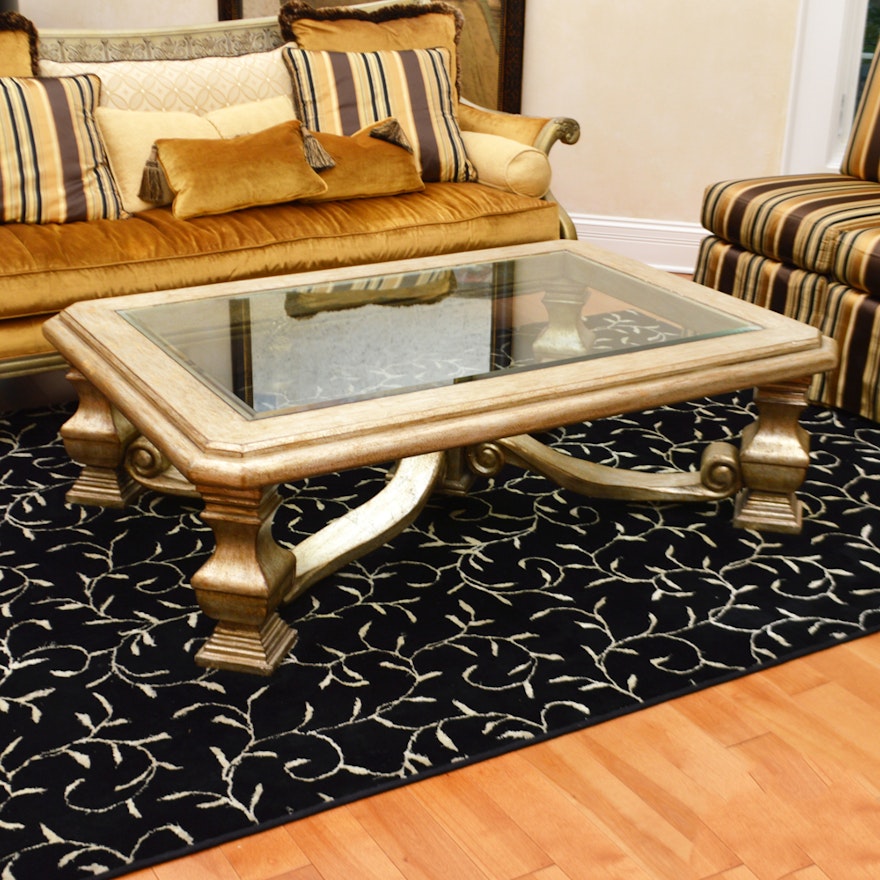 Contemporary Metallic-Finished Coffee Table With Glass Top