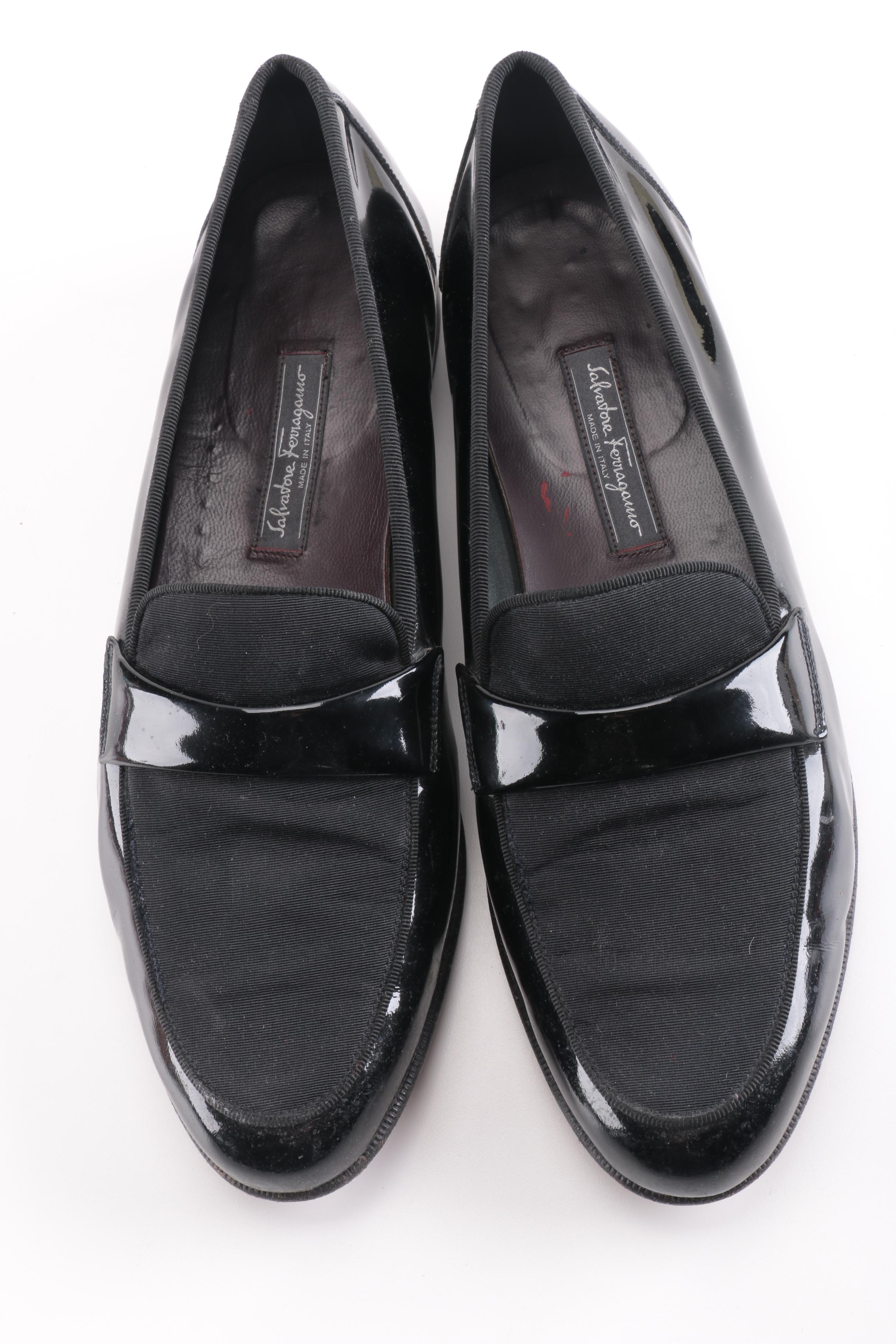 Salvatore Ferragamo Black Patent Leather Loafers