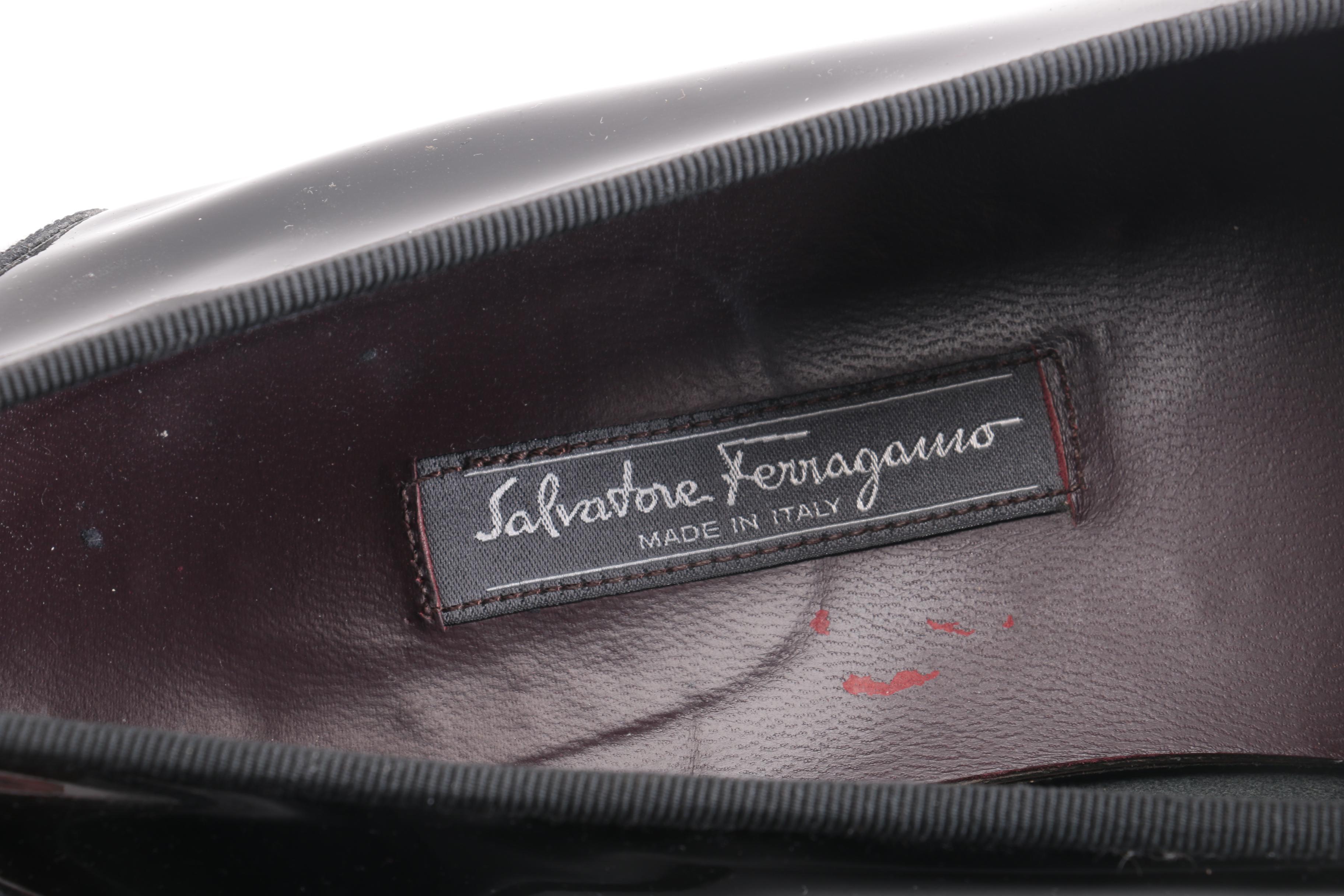 Salvatore Ferragamo Black Patent Leather Loafers