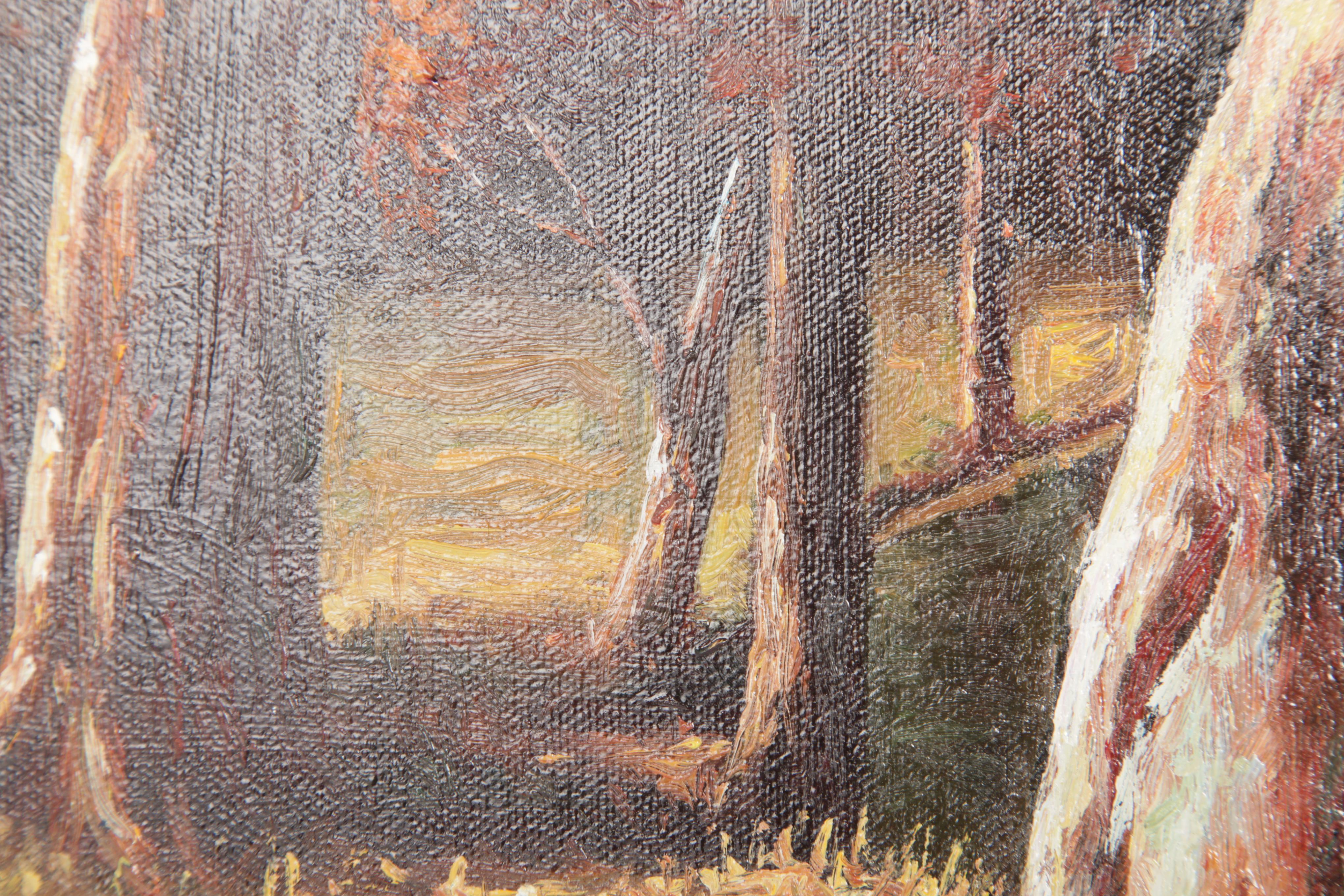 E. Tapia Signed Oil Painting on Canvas of Lake