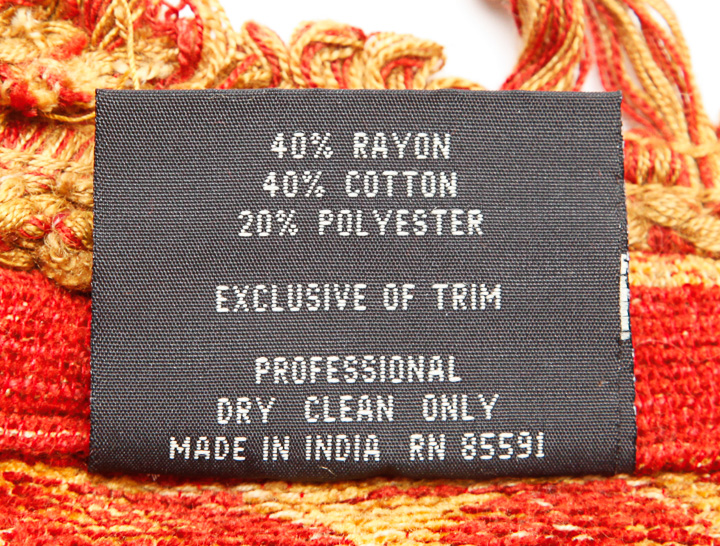 Coral and Gold Fringed Throw