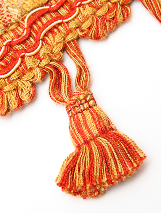 Coral and Gold Fringed Throw