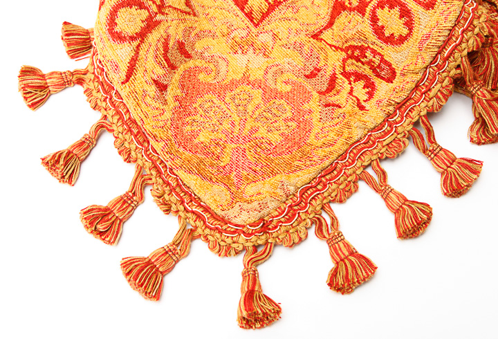 Coral and Gold Fringed Throw