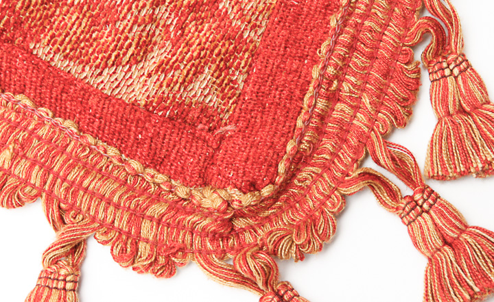 Coral and Gold Fringed Throw