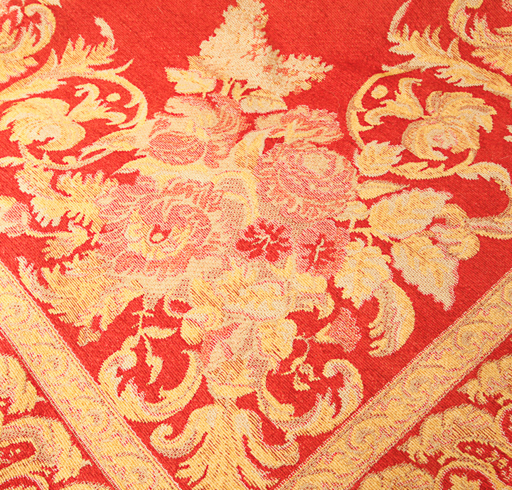 Coral and Gold Fringed Throw