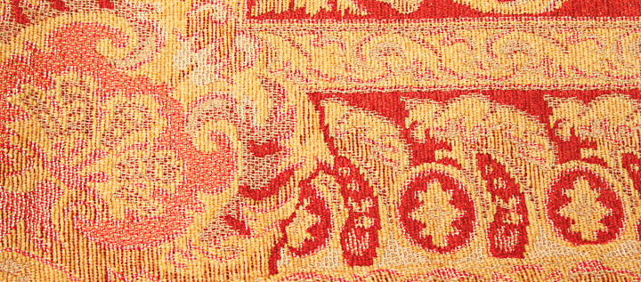 Coral and Gold Fringed Throw