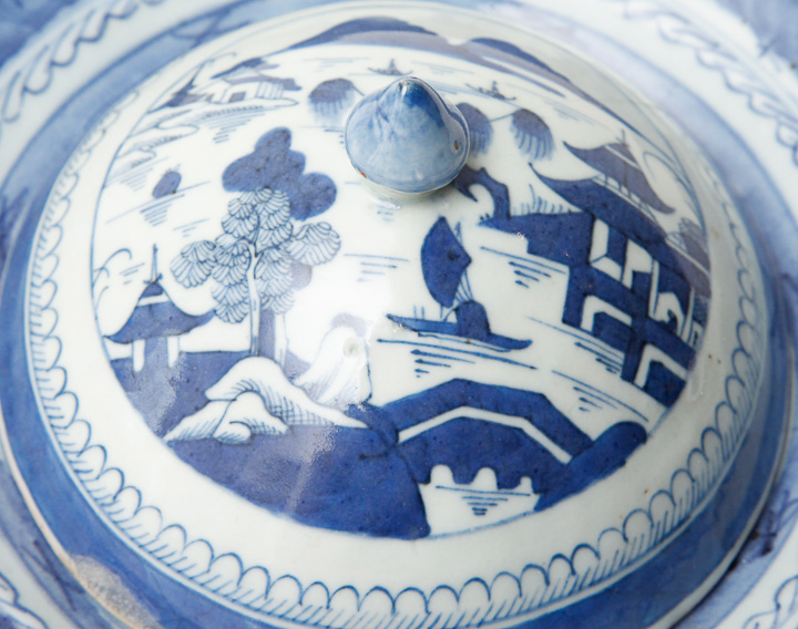 Blue and White Lidded Dishes