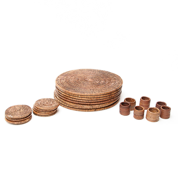 Collection of Woven Rattan Place Settings