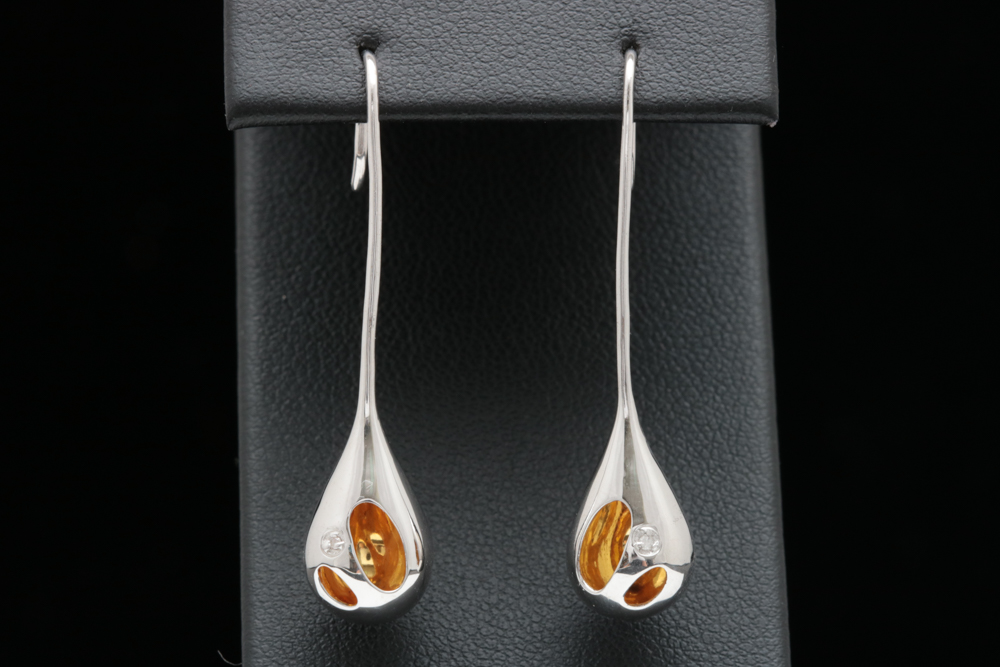 Sterling Silver and Diamond Drop Earrings