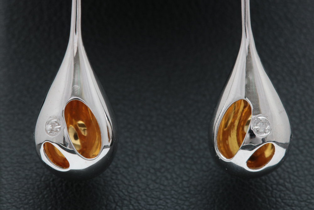 Sterling Silver and Diamond Drop Earrings