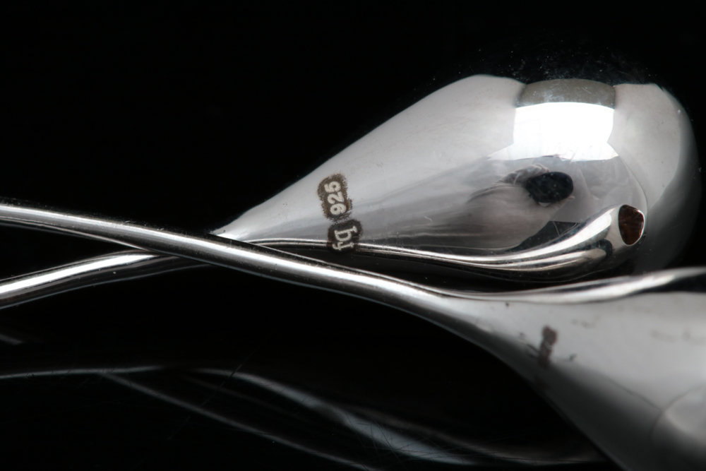 Sterling Silver and Diamond Drop Earrings