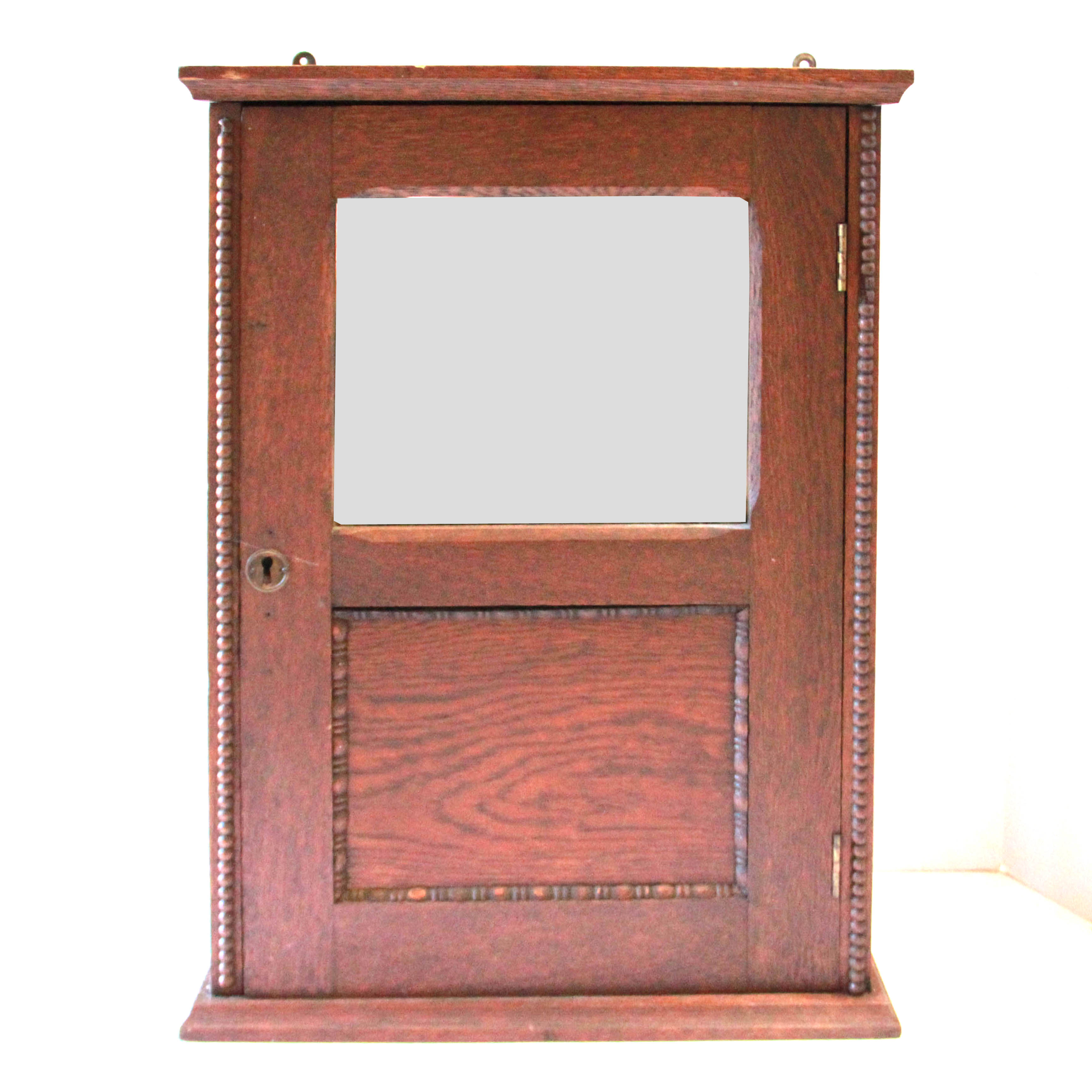 Antique Oak Wall Cabinet With Mirror