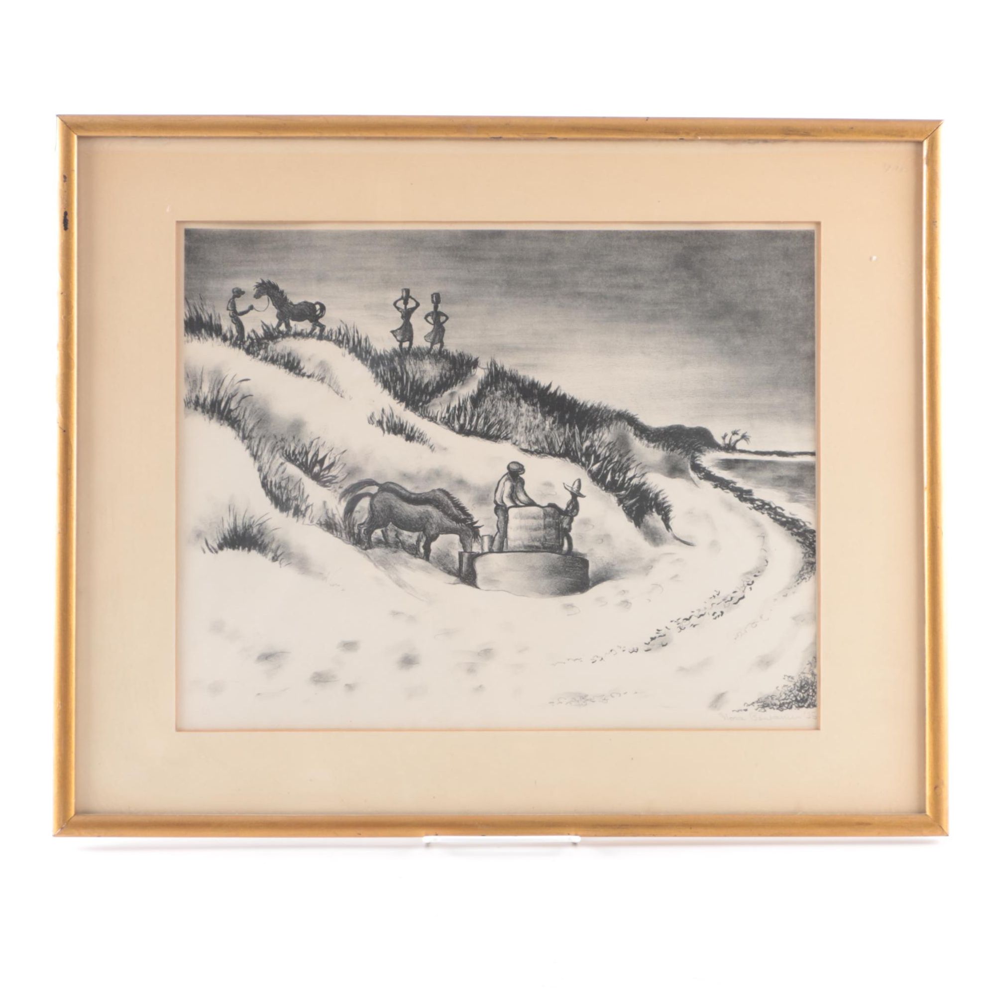 Nora Benjamin Kubie Lithograph on Paper of Travelers