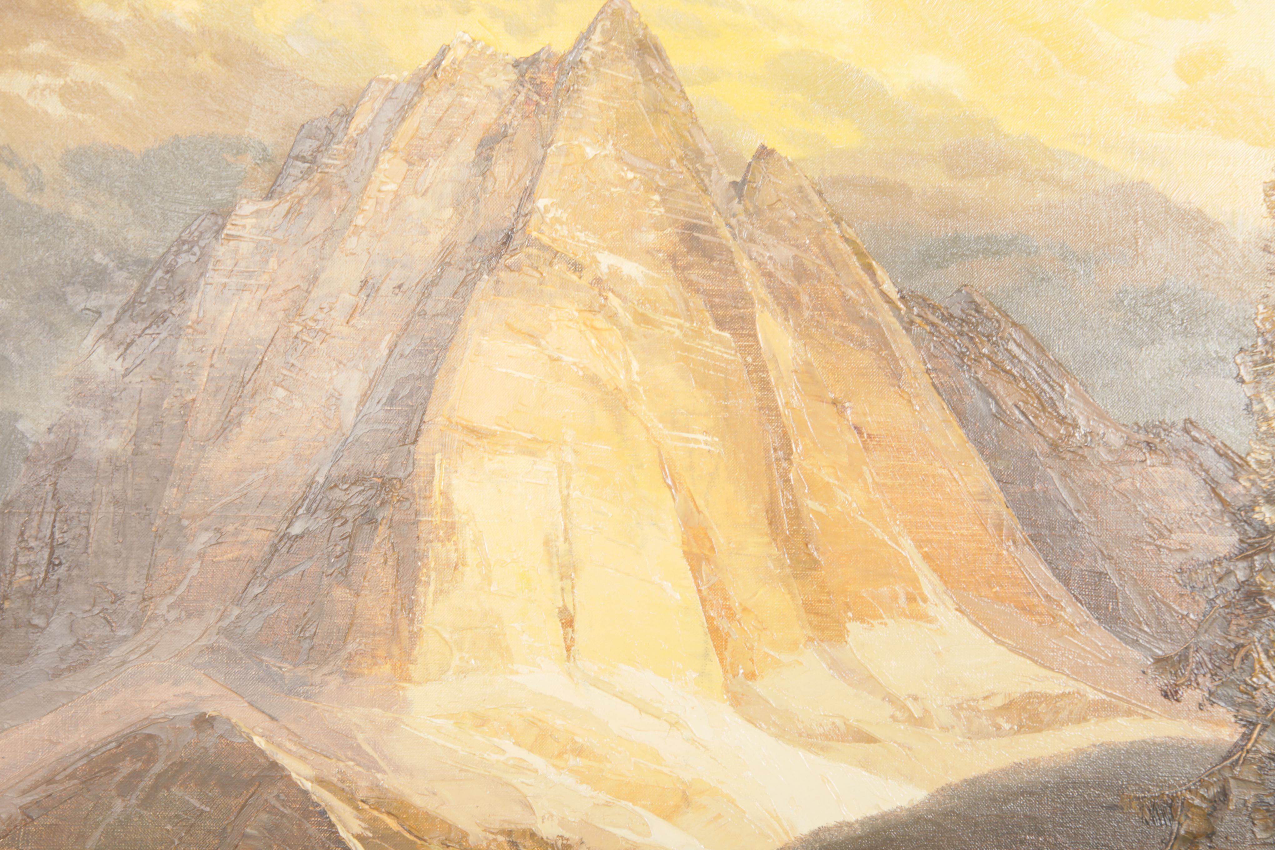 Heinz Munnich 1961 Oil Painting on Canvas "Mountains"