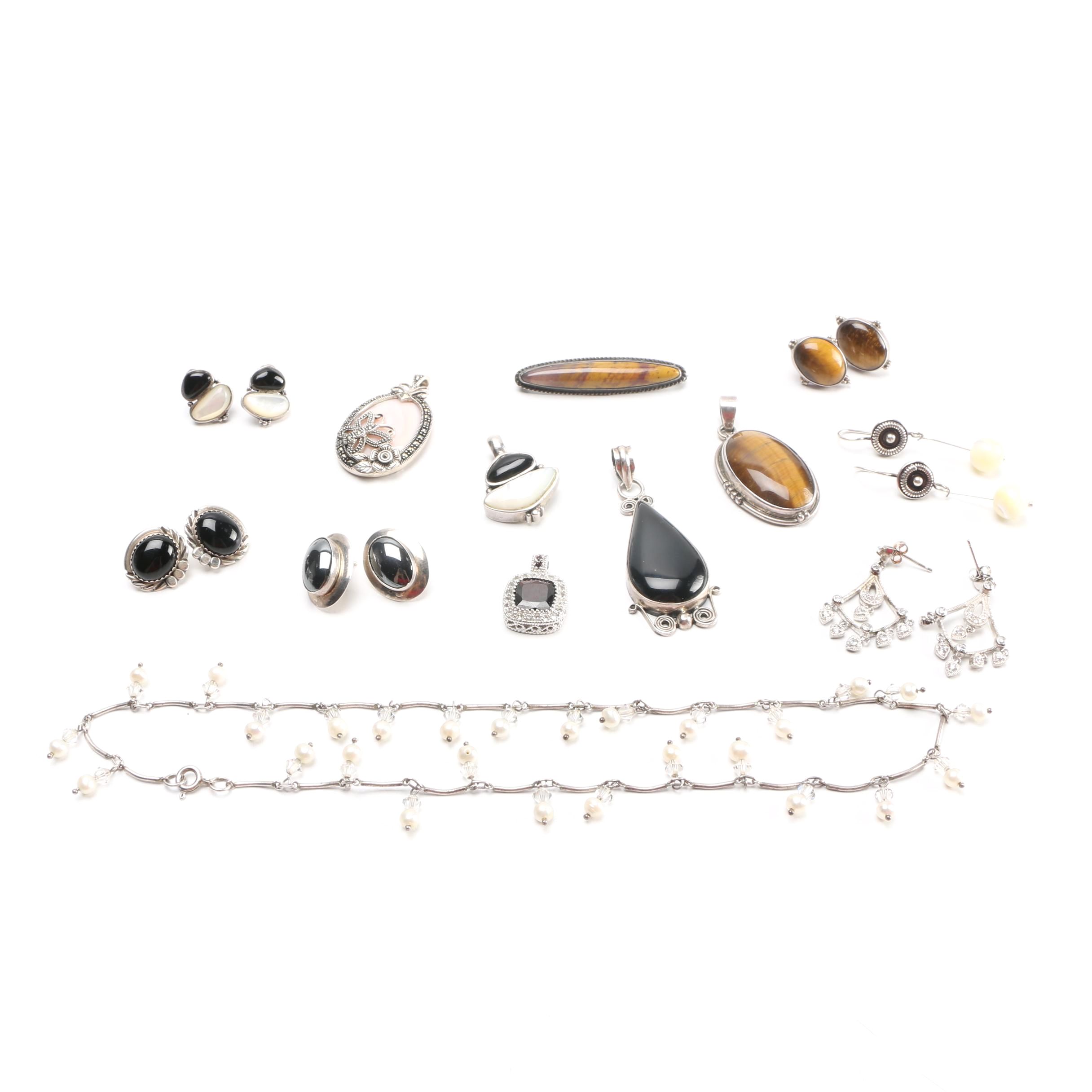 Sterling Silver, Shell and Stone Jewelry