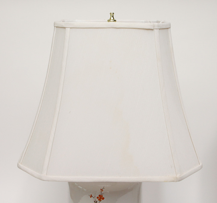 Pair of White Ceramic "Cherry Blossom" Table Lamps