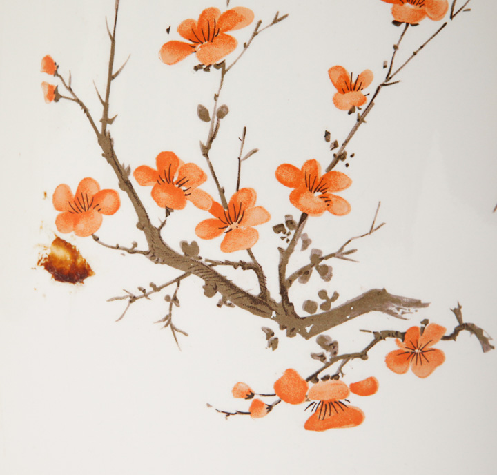 Pair of White Ceramic "Cherry Blossom" Table Lamps