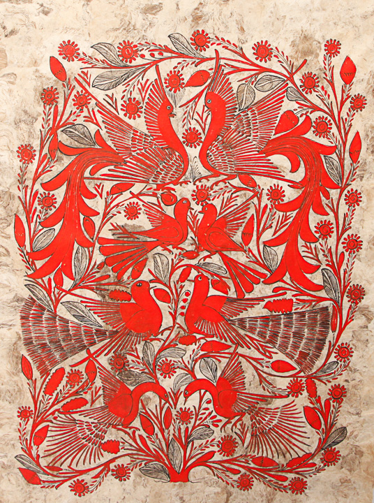 Painting of Birds on Pressed Paper