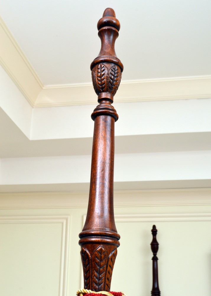 King Size Four Poster Mahogany Rice Bed and Step Stool