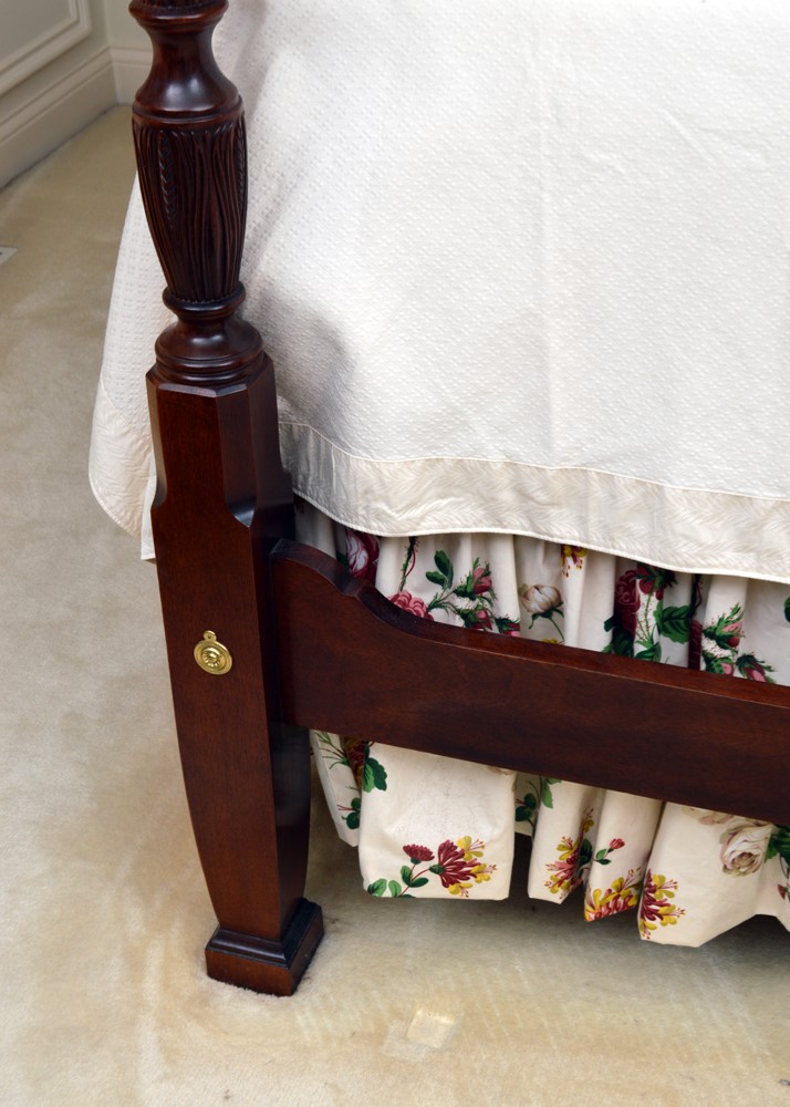 King Size Four Poster Mahogany Rice Bed and Step Stool