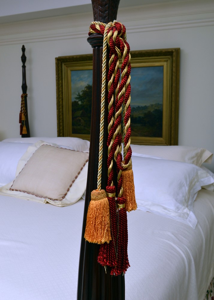 King Size Four Poster Mahogany Rice Bed and Step Stool