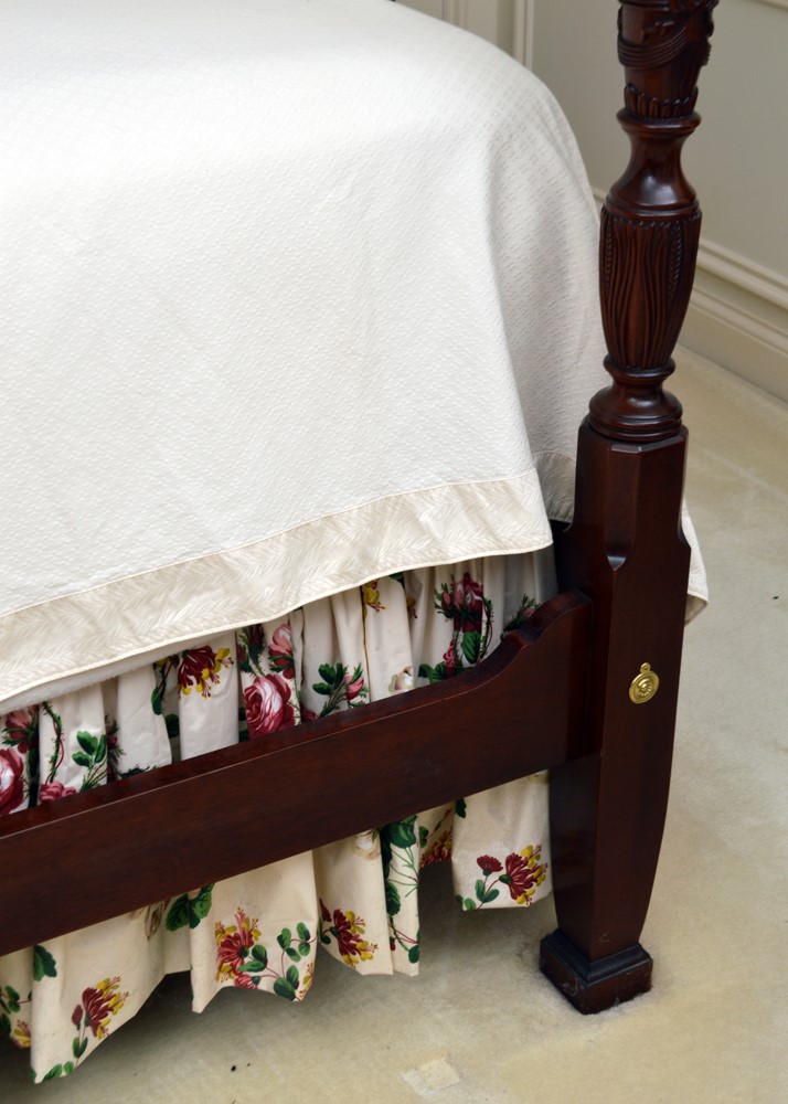 King Size Four Poster Mahogany Rice Bed and Step Stool