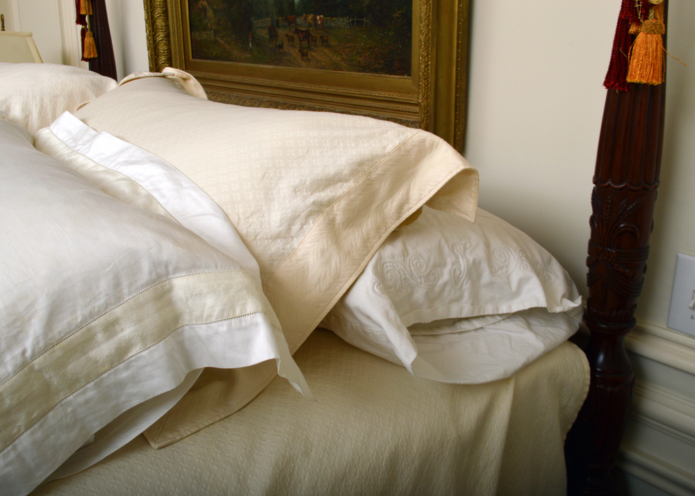 King Size Four Poster Mahogany Rice Bed and Step Stool