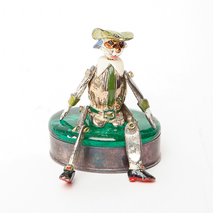 Gilt Venetian Figurine and Murano Glass and Silver Plate Trinket Box