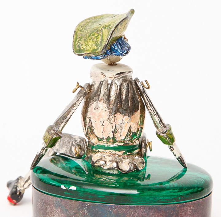 Gilt Venetian Figurine and Murano Glass and Silver Plate Trinket Box