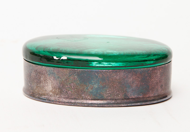 Gilt Venetian Figurine and Murano Glass and Silver Plate Trinket Box