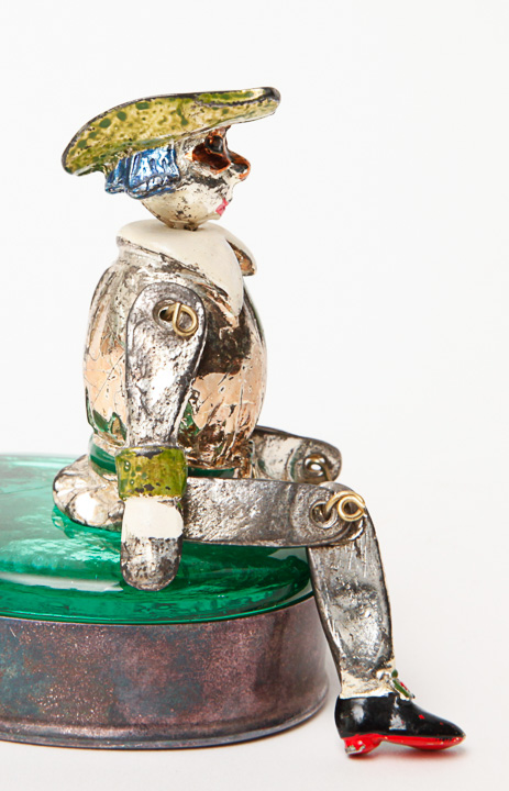 Gilt Venetian Figurine and Murano Glass and Silver Plate Trinket Box