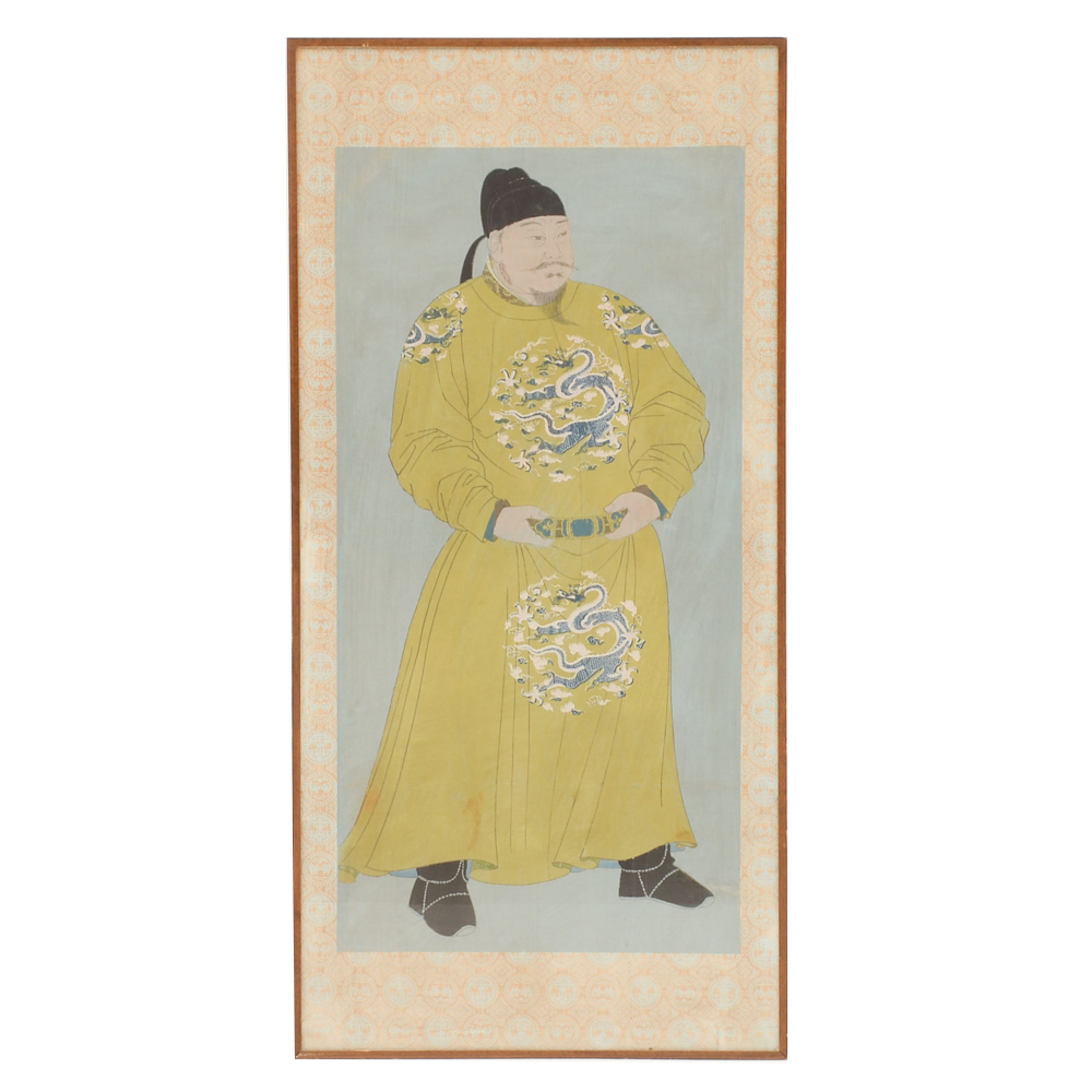 Mid-20th Century Serigraph of Emperor Taizong of Tang Portrait